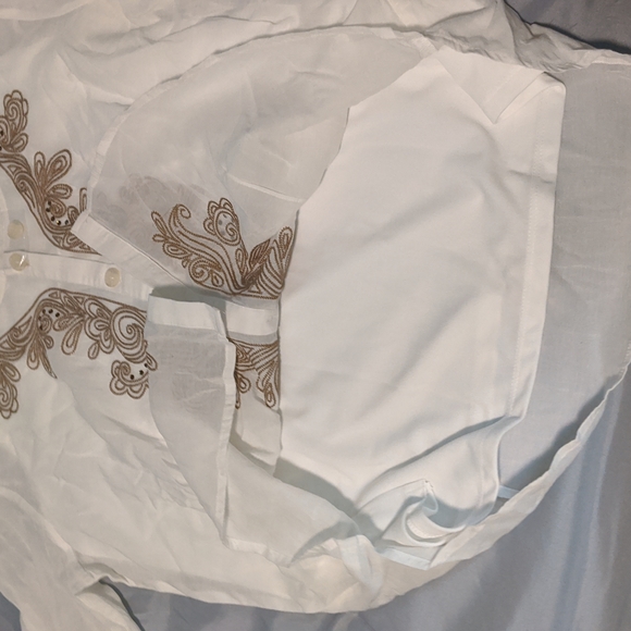 Embroidered PL Button Down Blouse - Picture 6 of 8